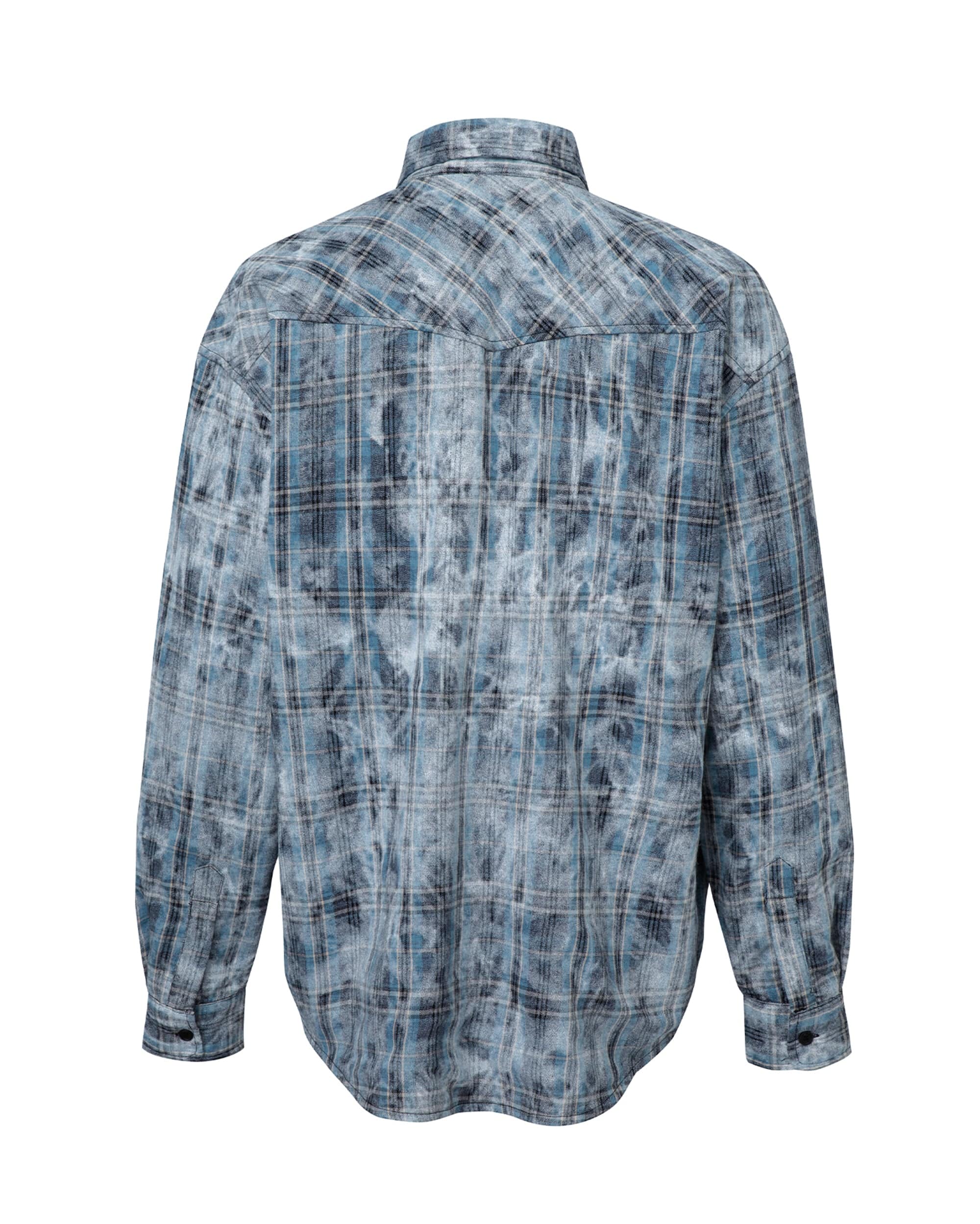 Acid Wash Plaid Flannel Long Sleeve Shirt