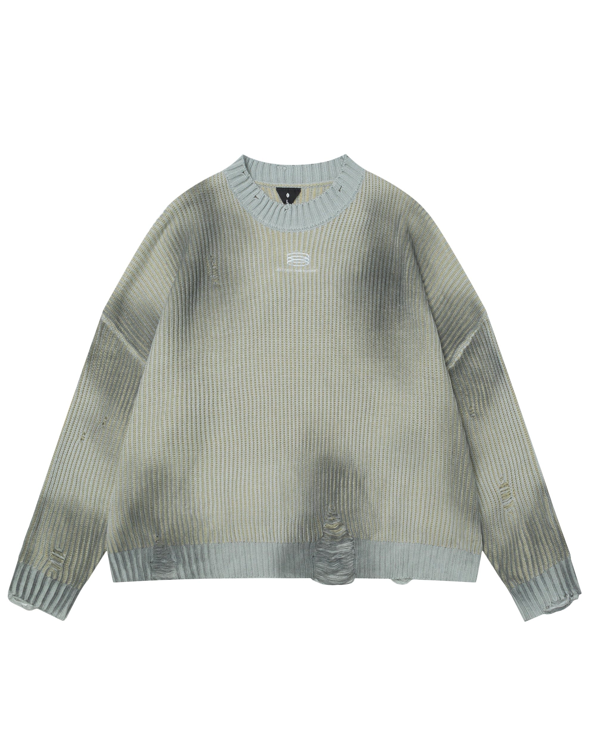 Distressed Ribbed Logo Sweater