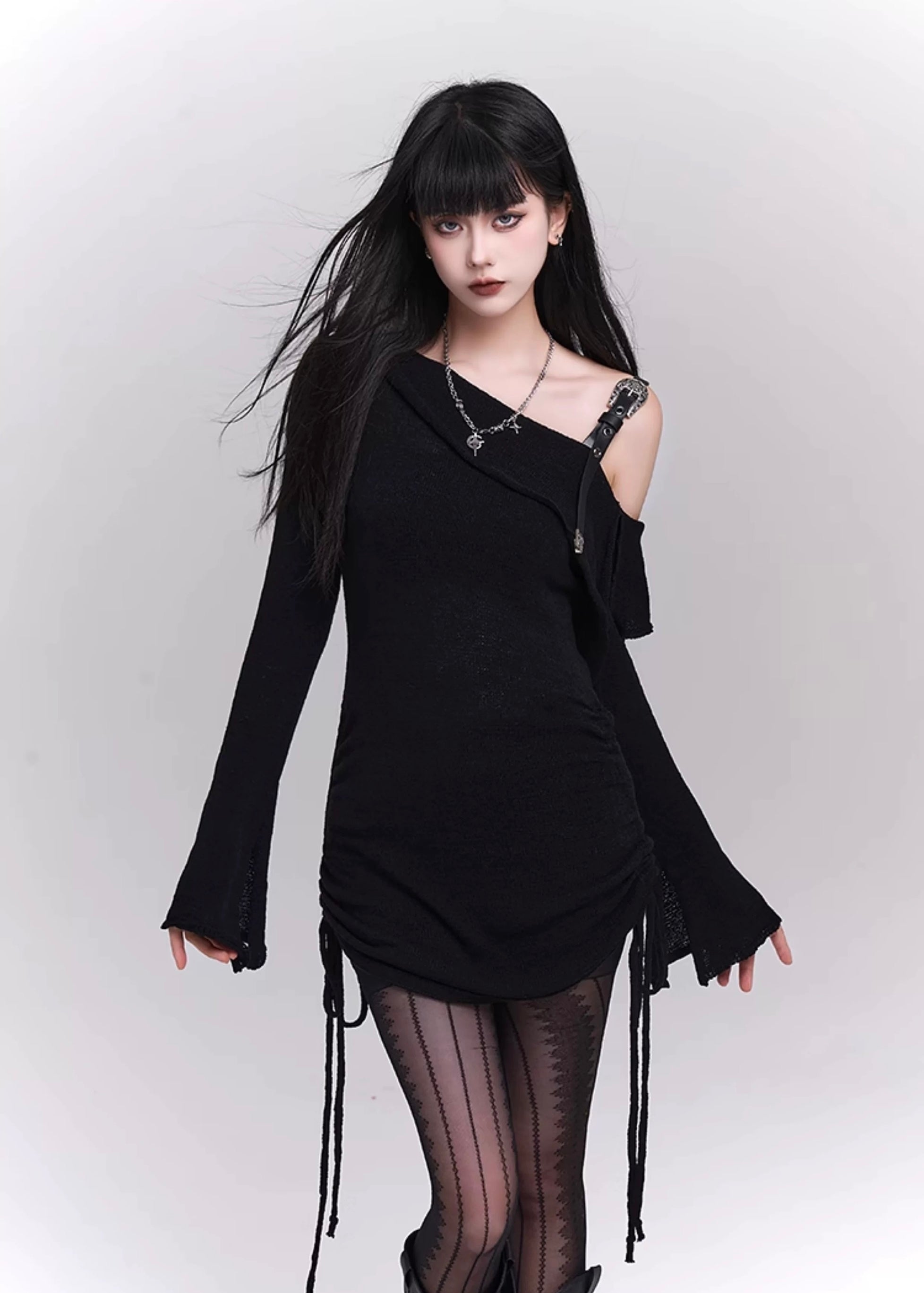 Gothic Drawstring Mini Dress