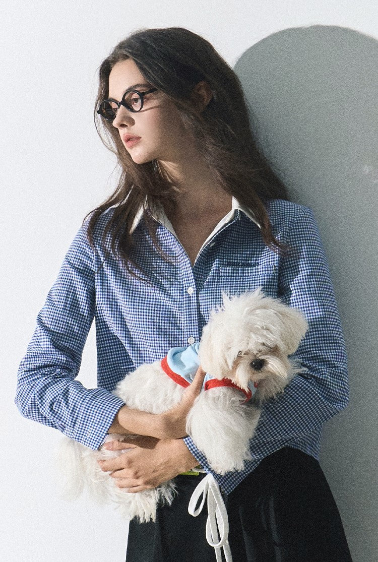 Gingham Contrast Collar Shirt