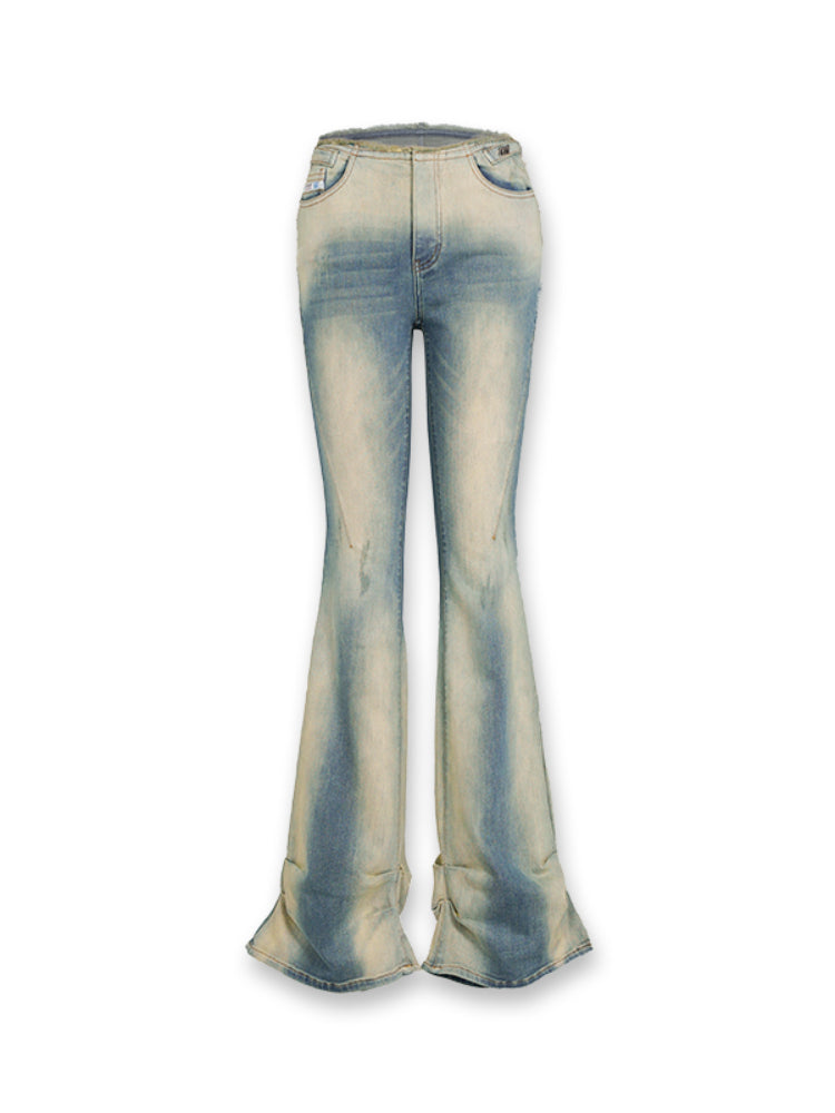 Vintage High-Stretch Wash Flared Denim Jeans