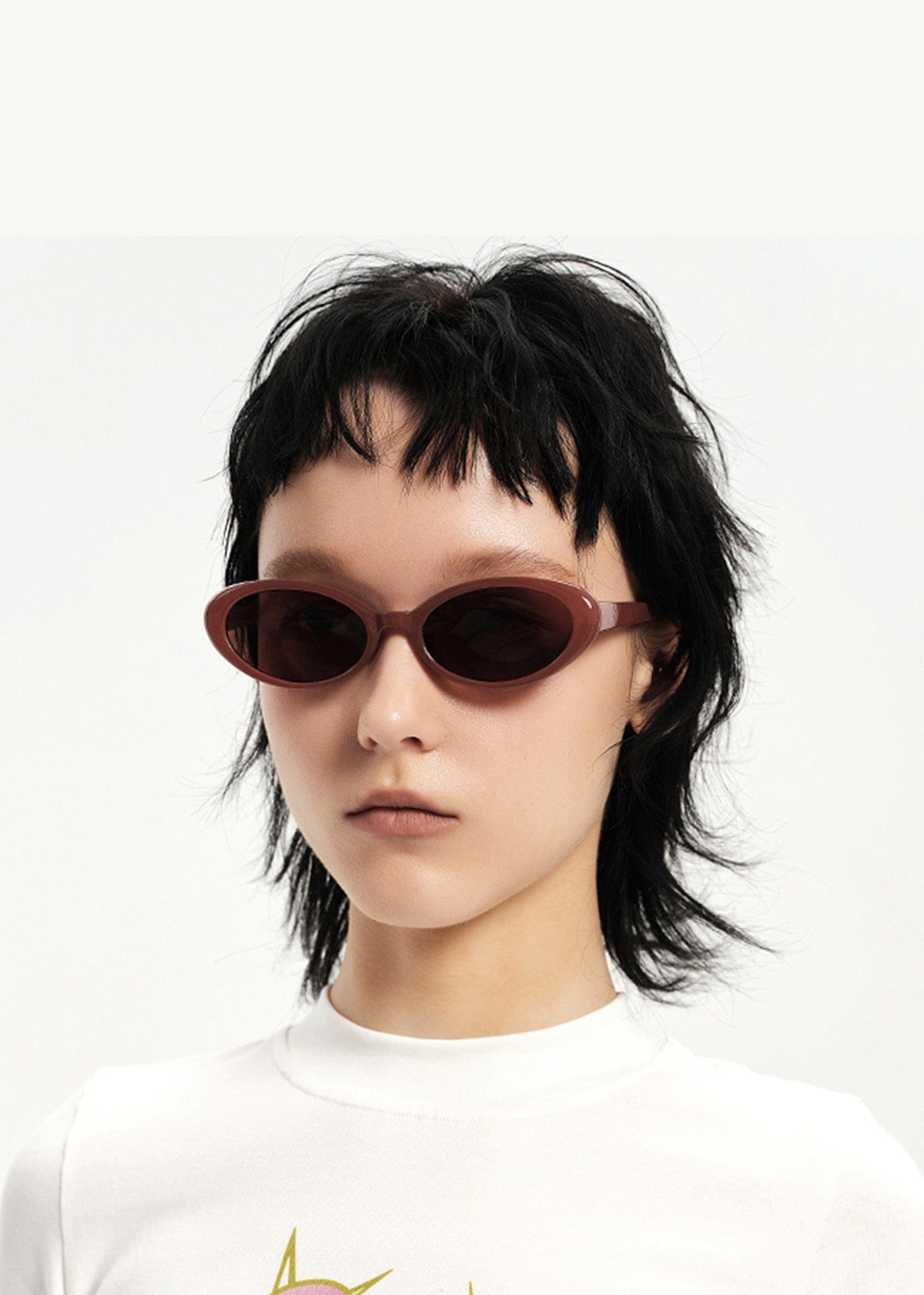 Clear Frame Retro Ellipse Sunglasses