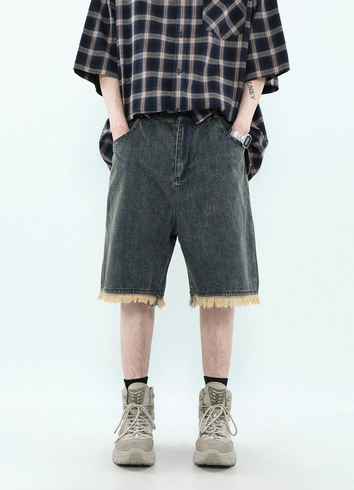 Frayed Edge Denim Bermuda Shorts