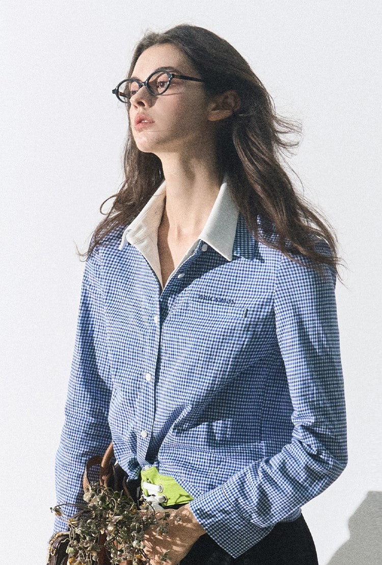 Gingham Contrast Collar Shirt