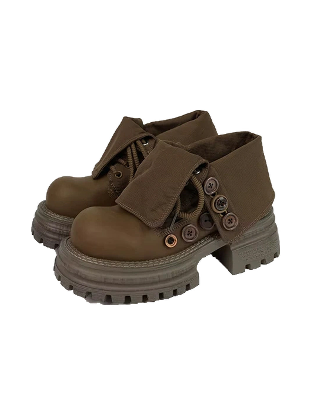 Button-Cuff Canvas Platform Ankle Boots - view 5