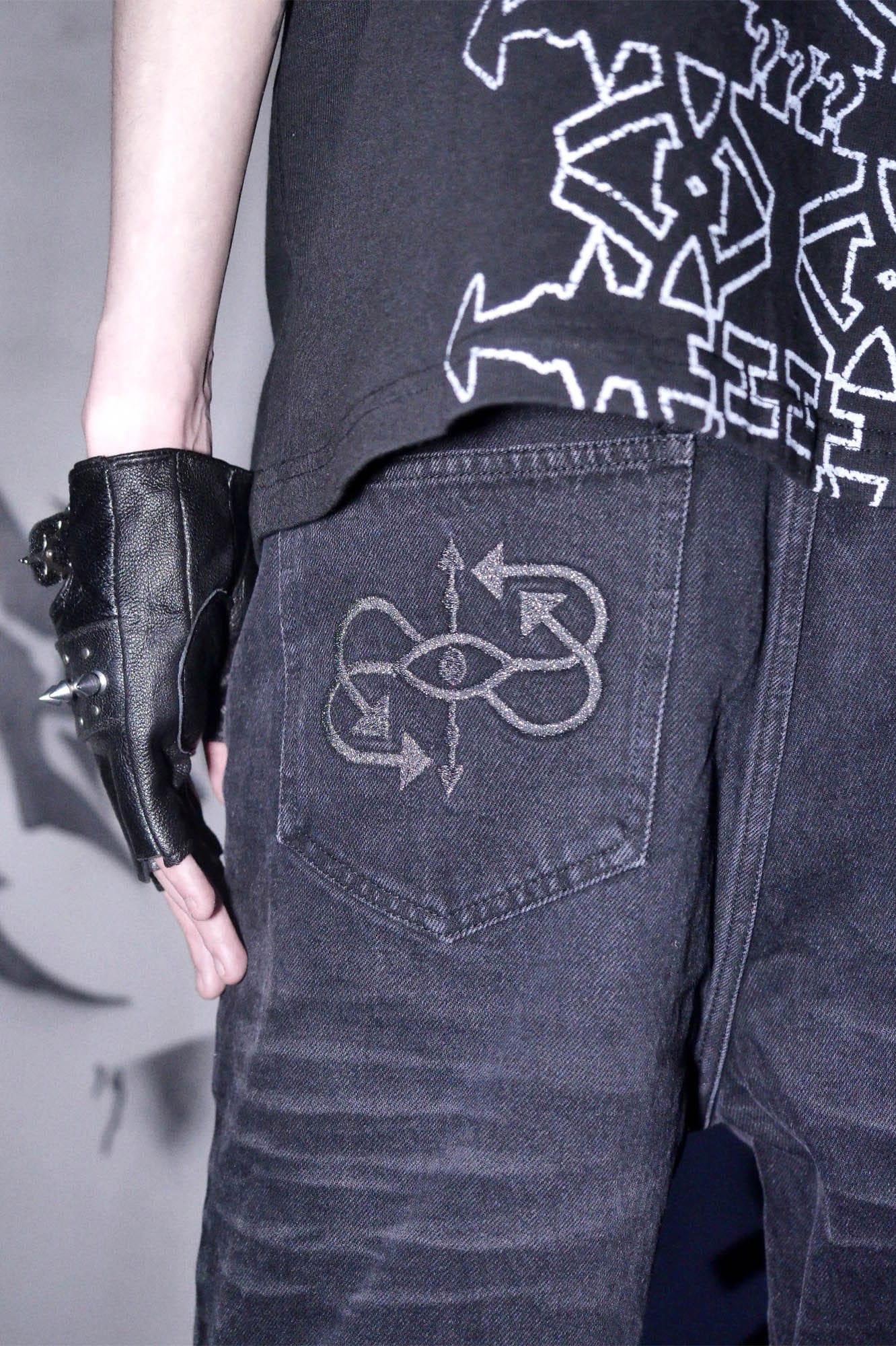 Distressed Black Punk Jeans