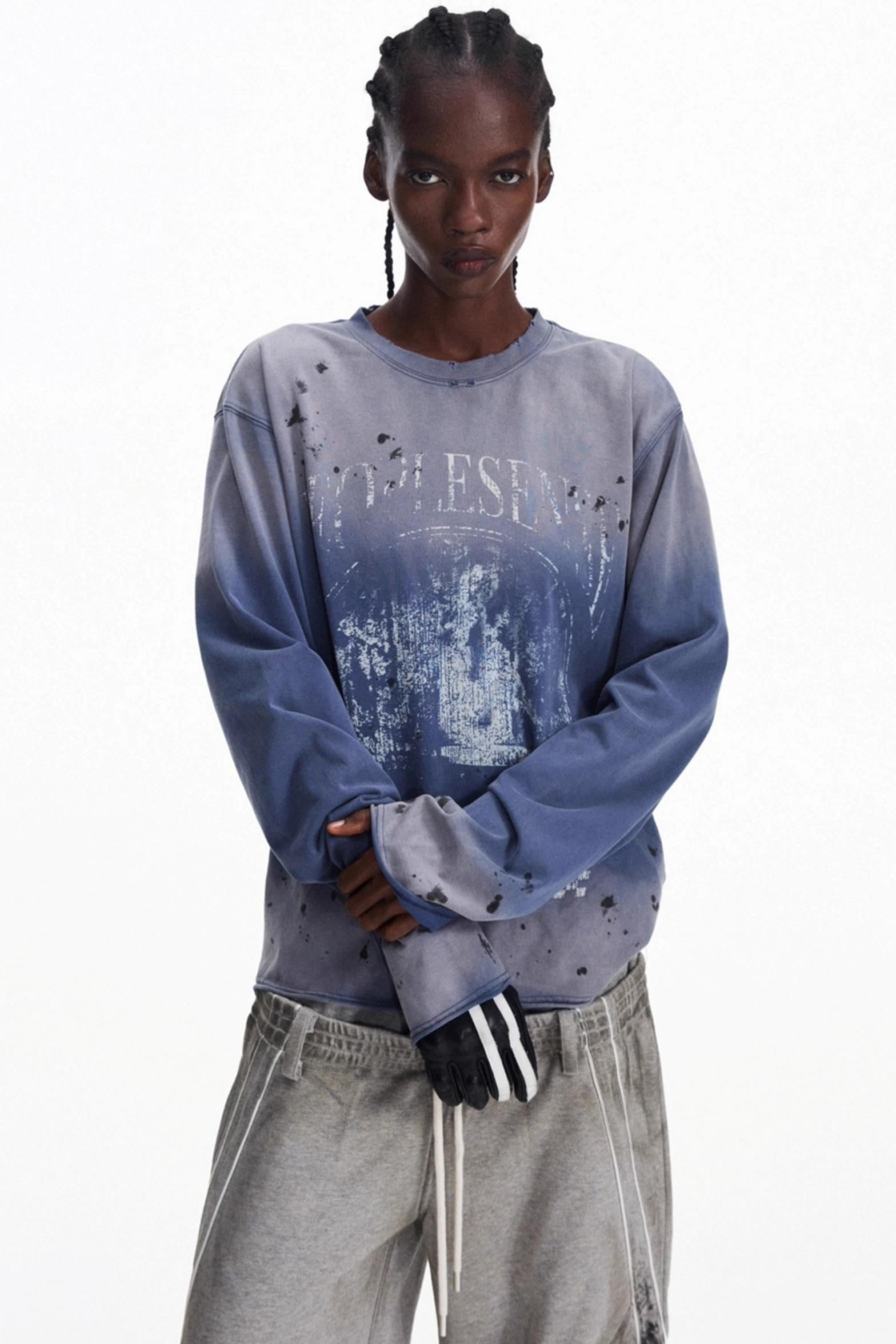 Men's Vintage Gradient Pullover Sweatshirt