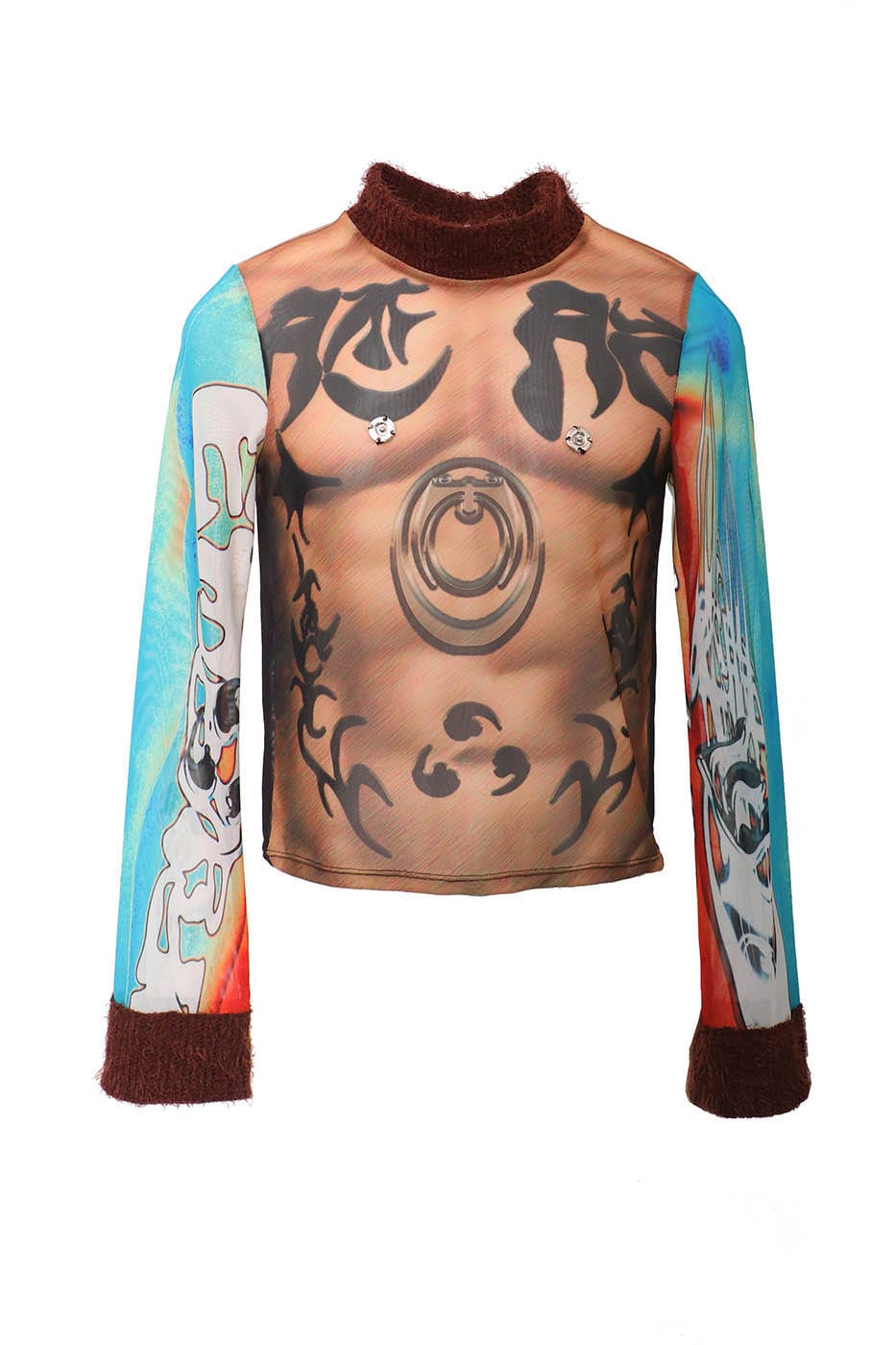 Tattoo Illusion Mesh Long Sleeve Top by EMBRYO | Chiclara