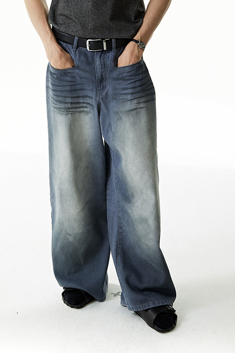 Classic Basic Crinkle Whisker Wash Jeans - chiclara
