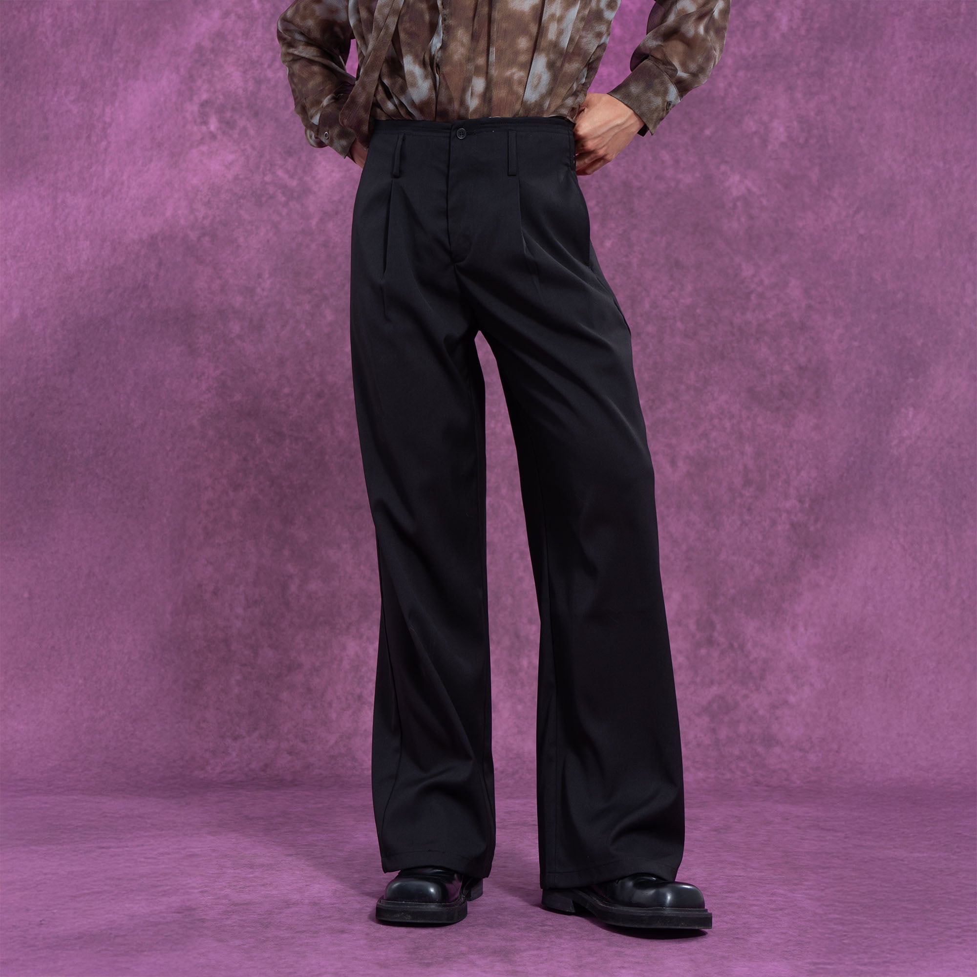 Classic Essential Black Straight-Leg Trousers