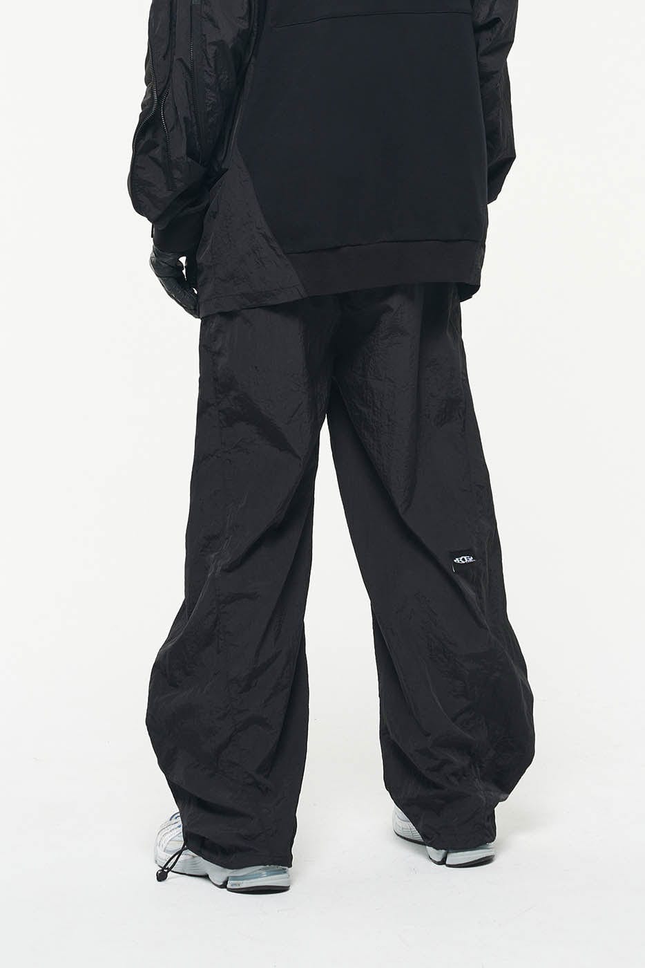 Black Nylon Track Pants