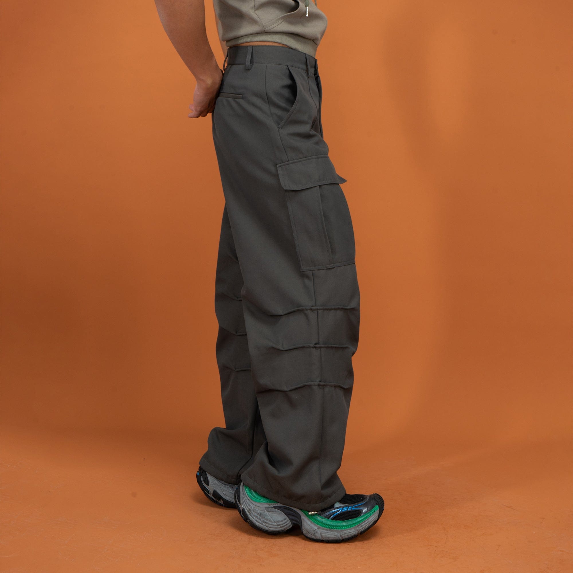 Multi-Pocket Crinkled Cargo Pants