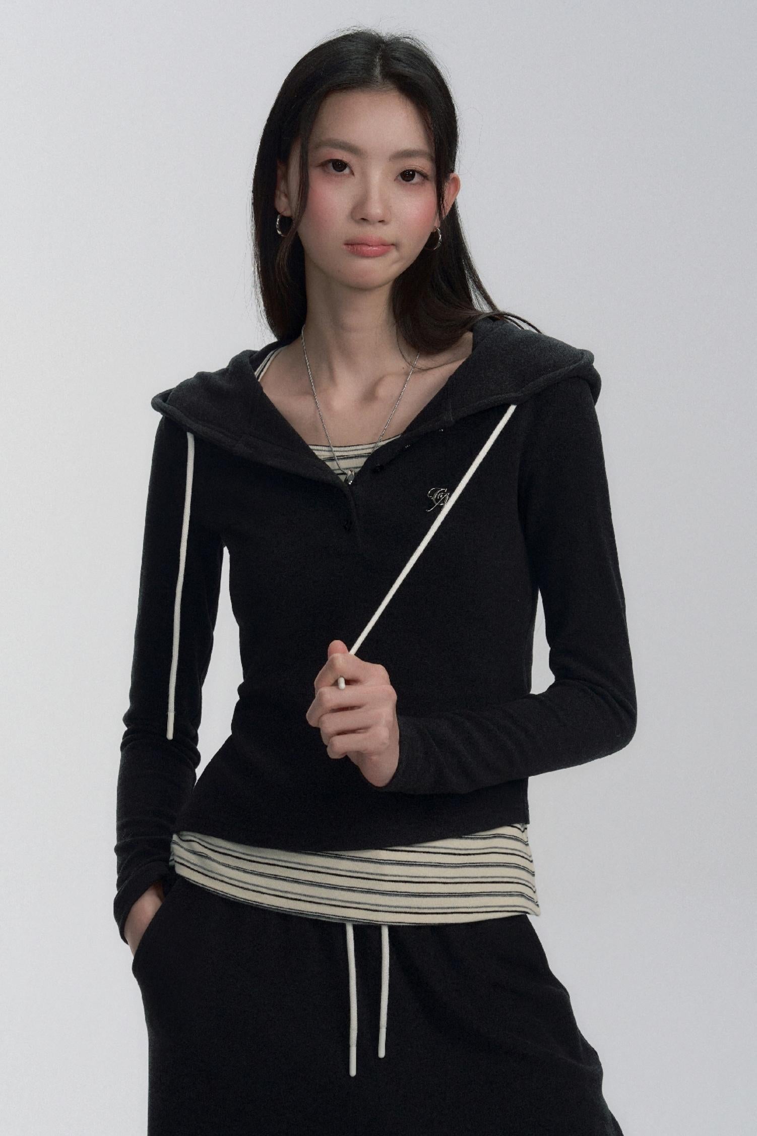 Hooded Long Sleeve Top and Pants Set-Up