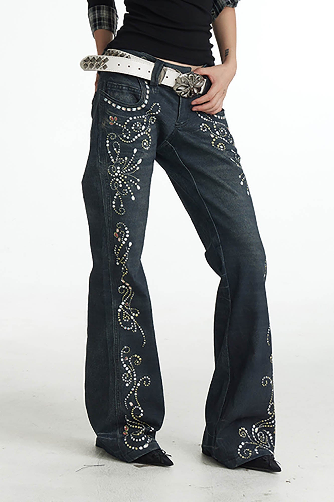 Rhinestone Flare Jeans