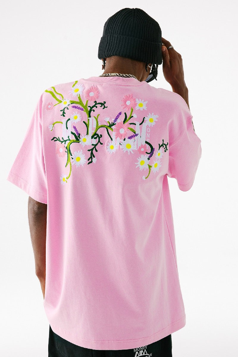 Flowers Logo Embroidered Tee - chiclara