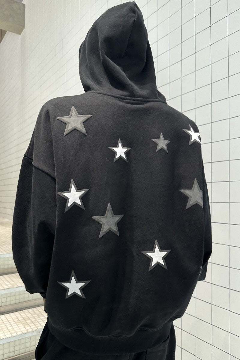 Hoodie with Stars Print Logo - chiclara