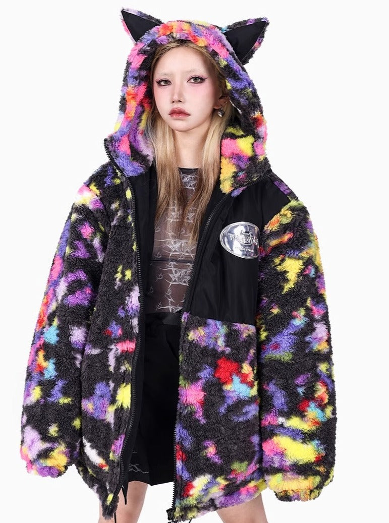 PINKSPINK Cosmic Cat Ear Fleece Jacket - Multicolor