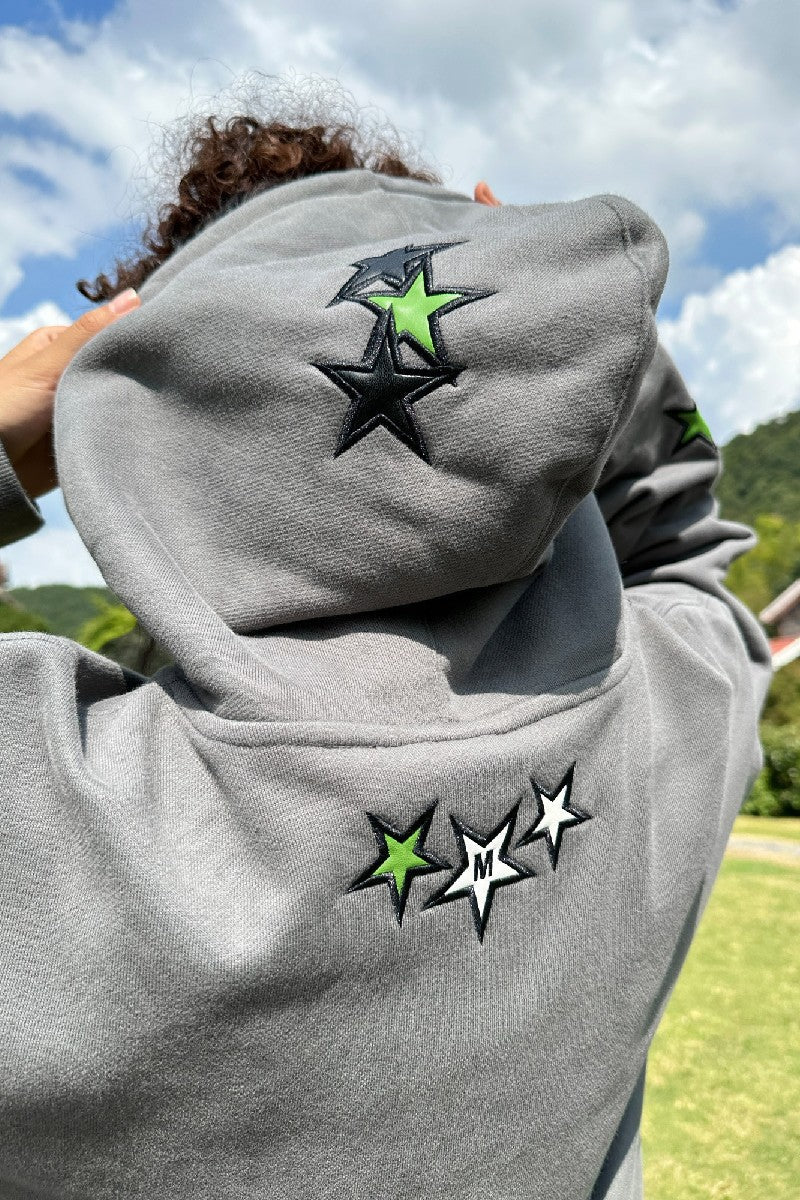 Hoodie with Patches and Stars Logo - chiclara