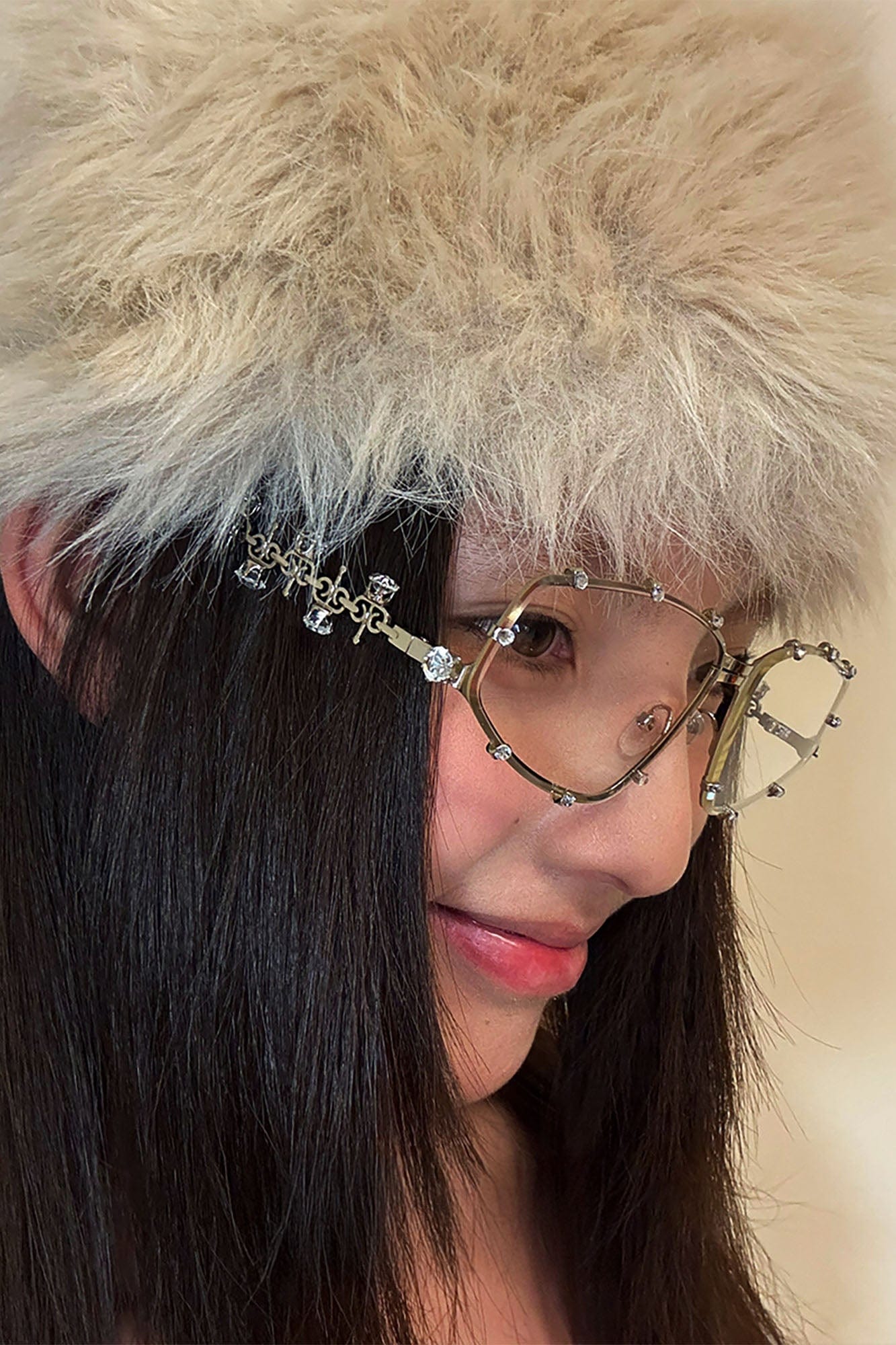 Crystal-Brow Wireframe Statement Glasses - view 4