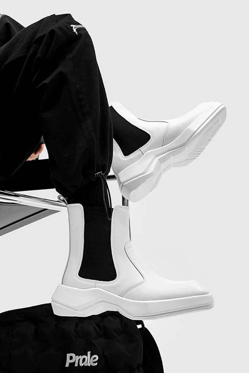 Contrast Stitch Platform Boots