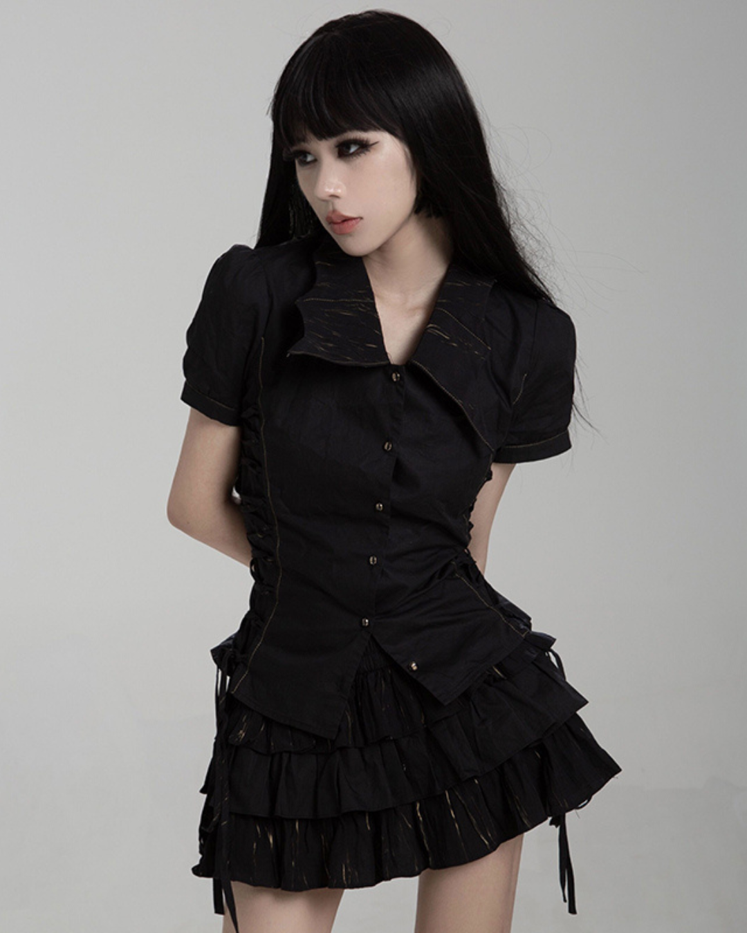 Gothic Ruffled Slim Shirt