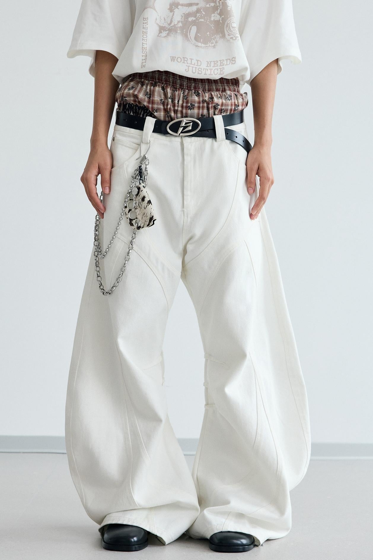 Men's Frayed Wide-Leg Machete Jeans