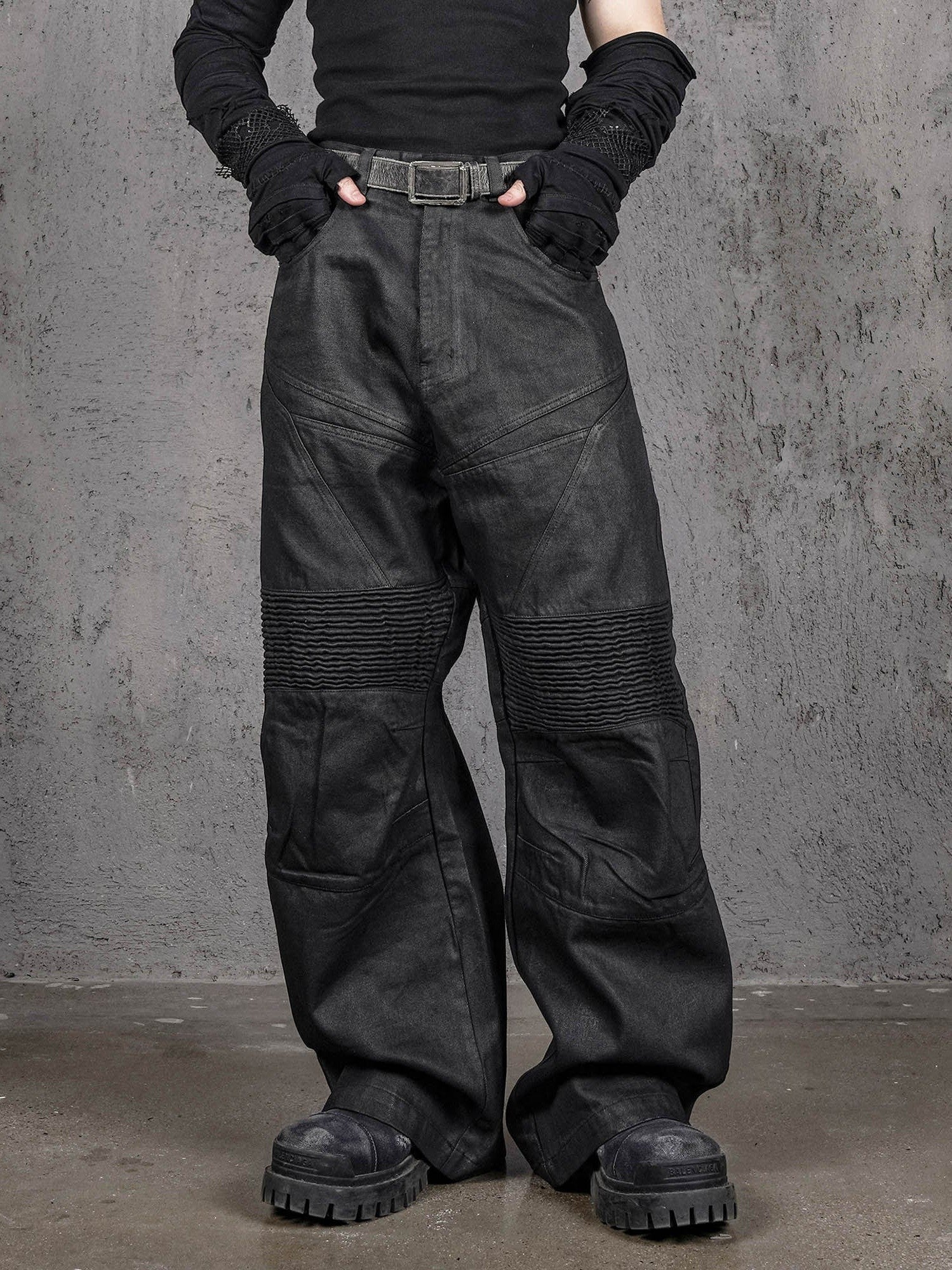 Moto Biker Wide Leg Pants