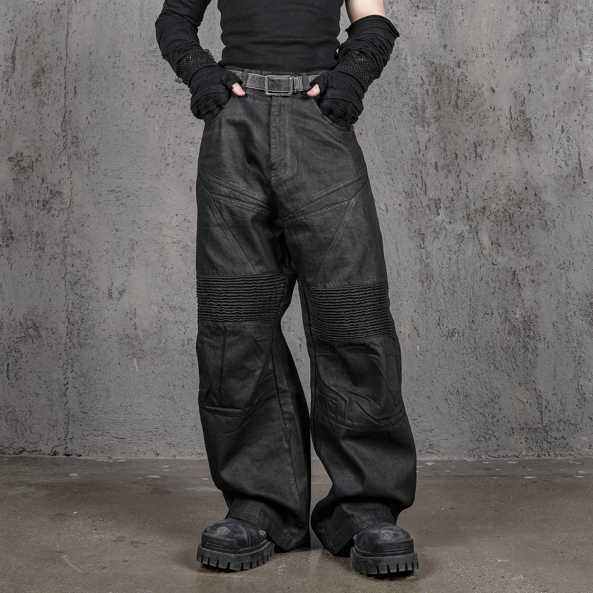 Moto Biker Wide Leg Pants