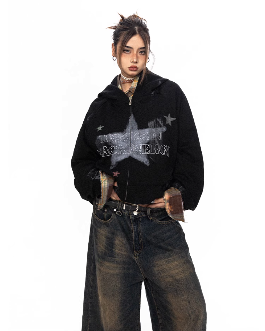 Painted Distressed Star Graphic Hoodie