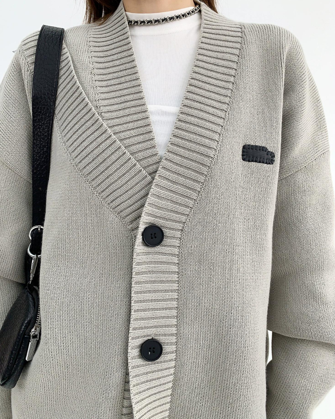 Asymmetrical Ink Studio Oversized Knit Cardigan