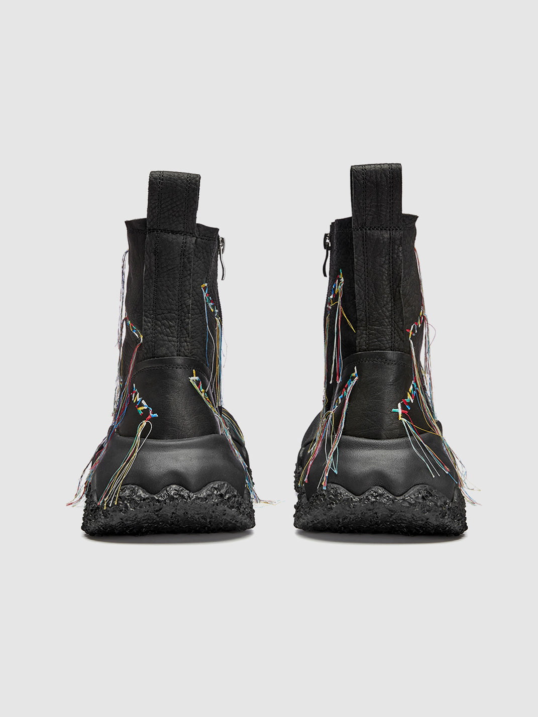 "geometric Planet" Western Fringed Ankle Boots Black