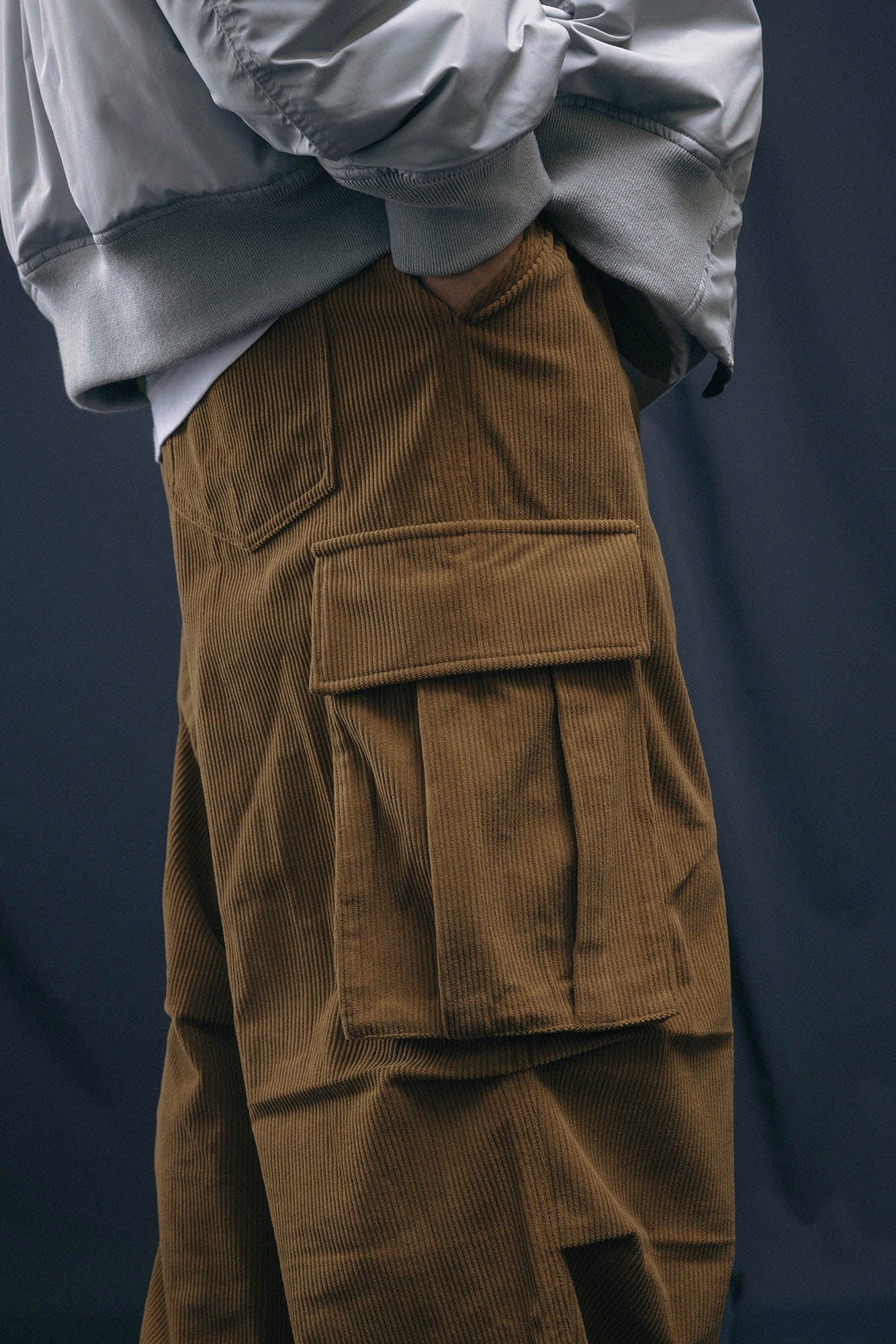 Corduroy Crinkled Cargo Pants