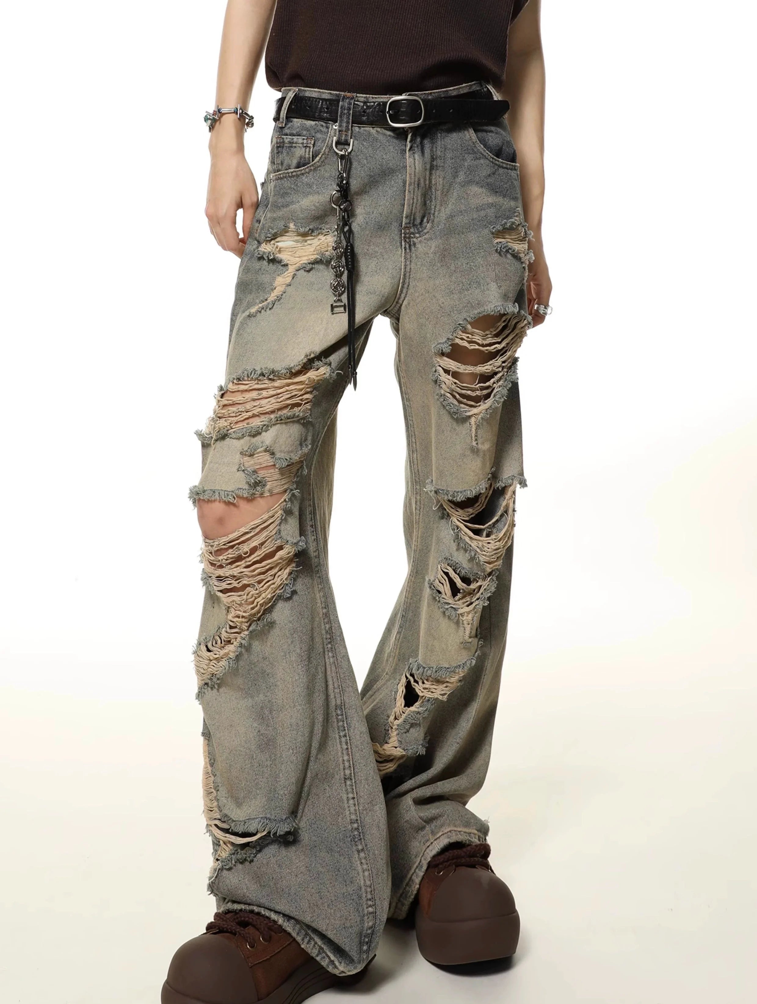 Ripped Baggy Grunge Denim Jeans