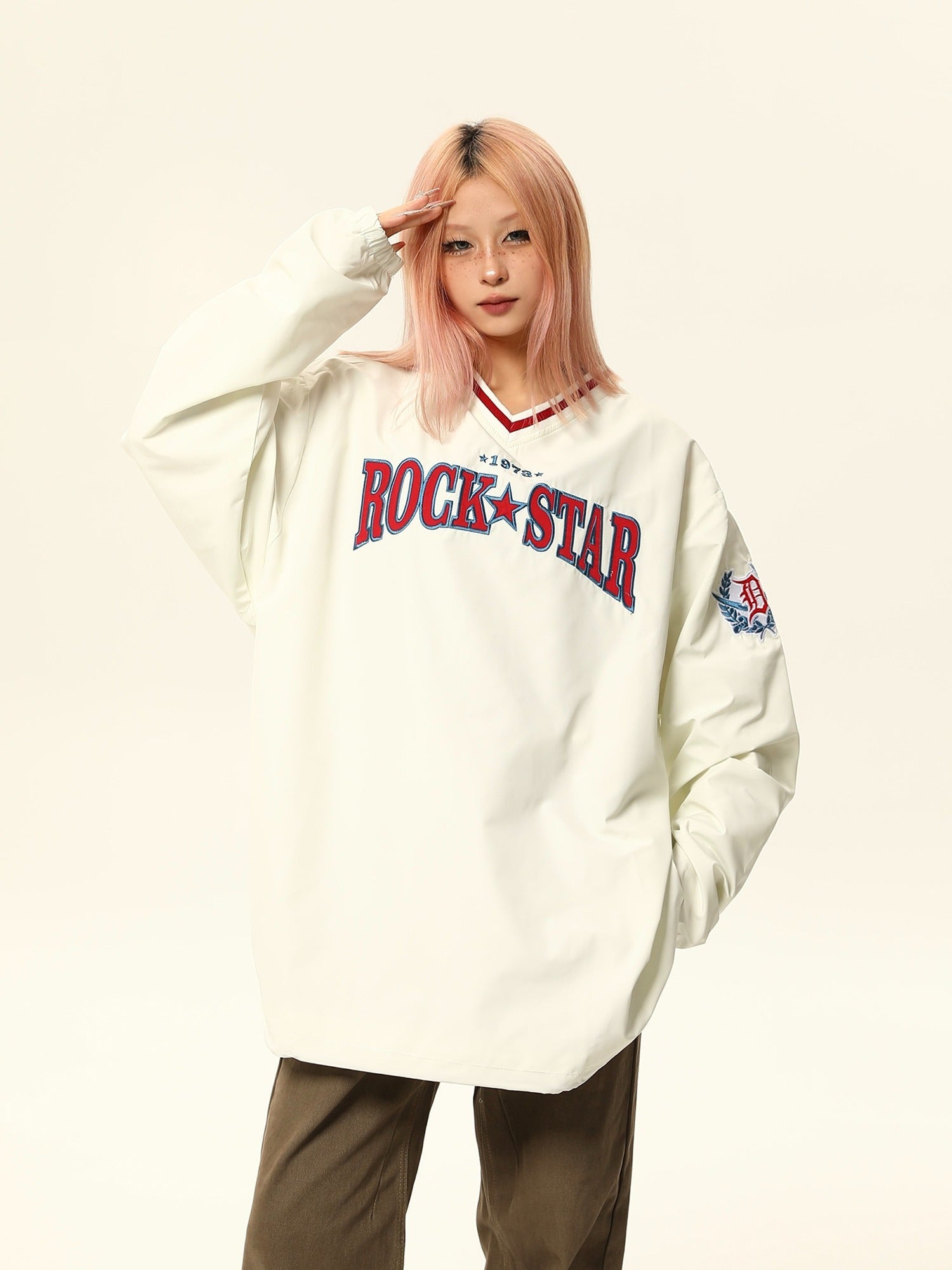 Rock Star Varsity Anorak Pullover