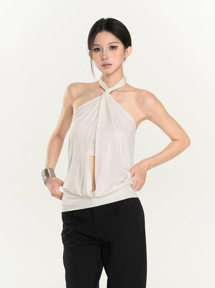 Twist Halter Neck Draped Top