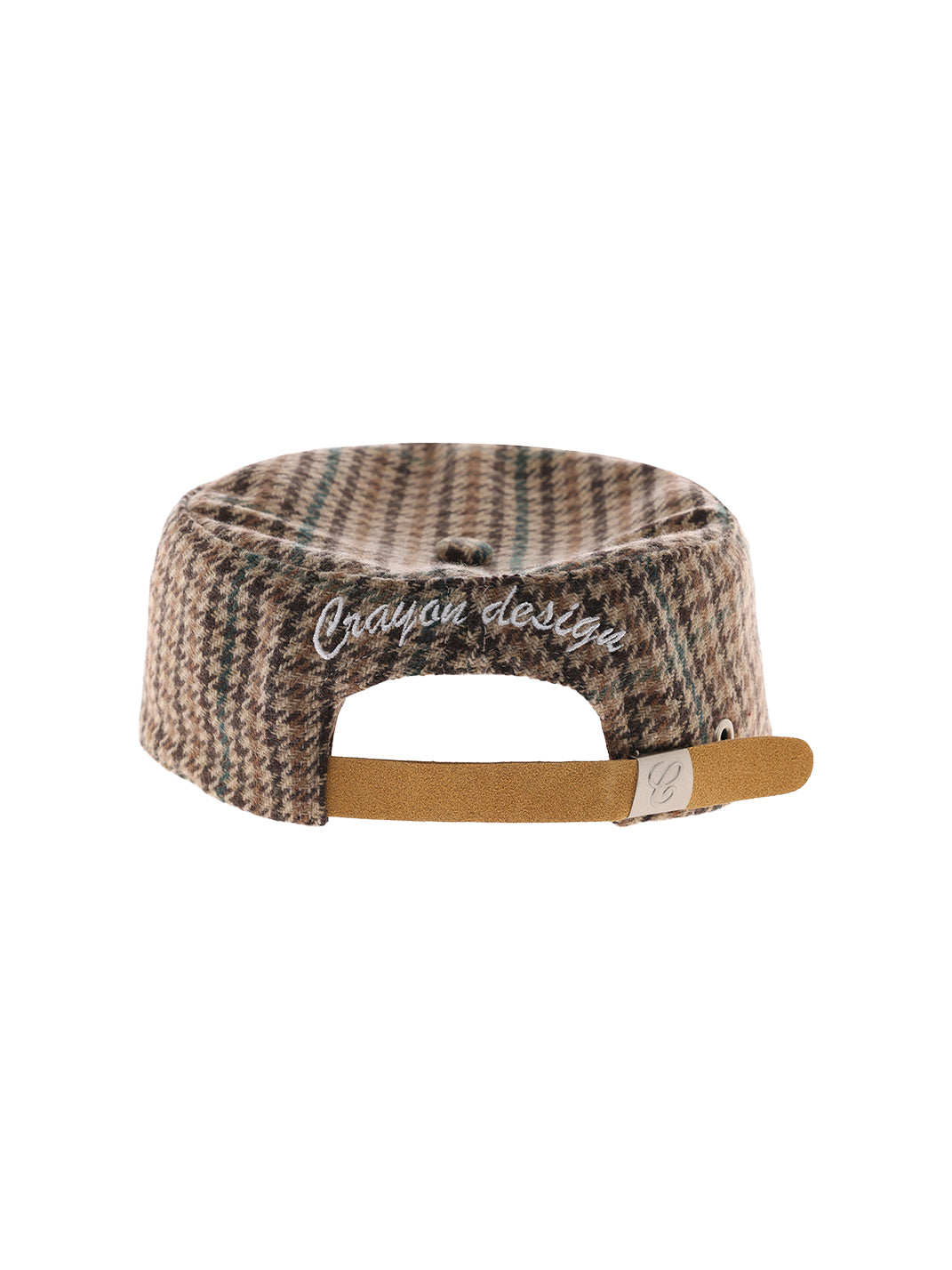 C-Embroidered Flat-Crown Cap - Brown Houndstooth - Rear strap detail - view 5