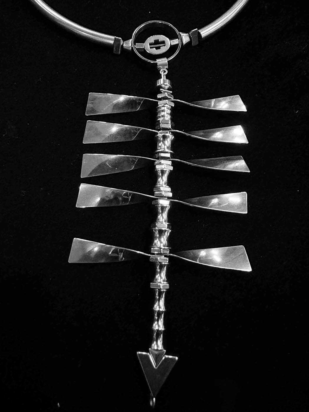 Chrome Spine Arrow Necklace