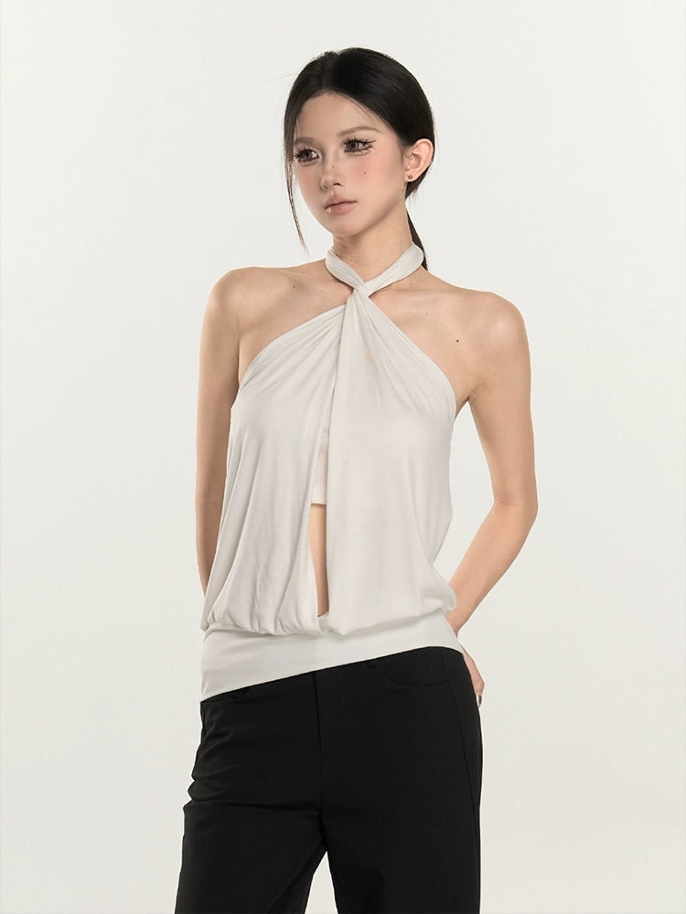 Twist Halter Neck Draped Top