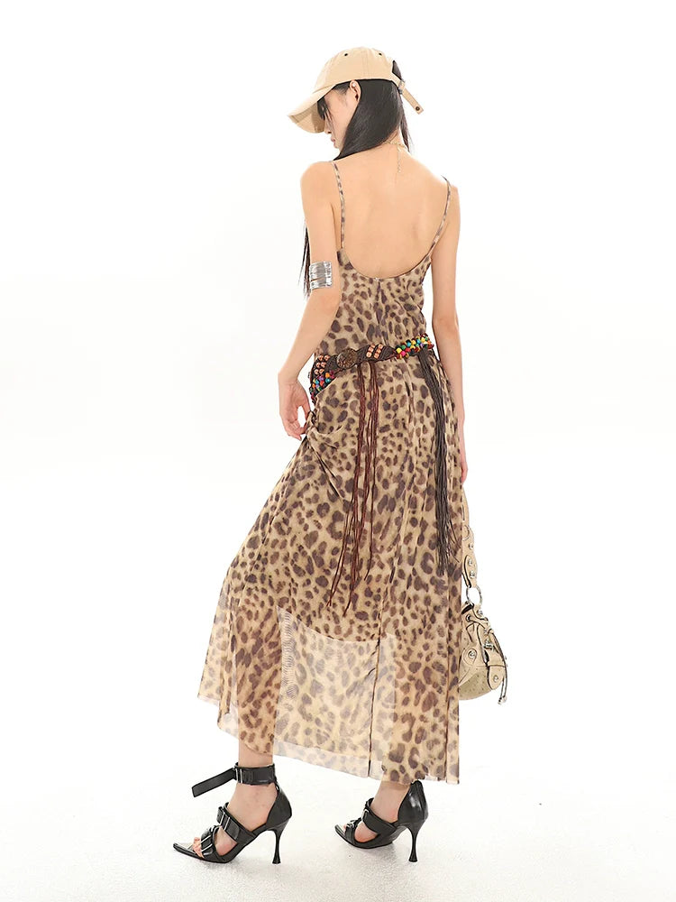 Leopard Print Slip Maxi Dress