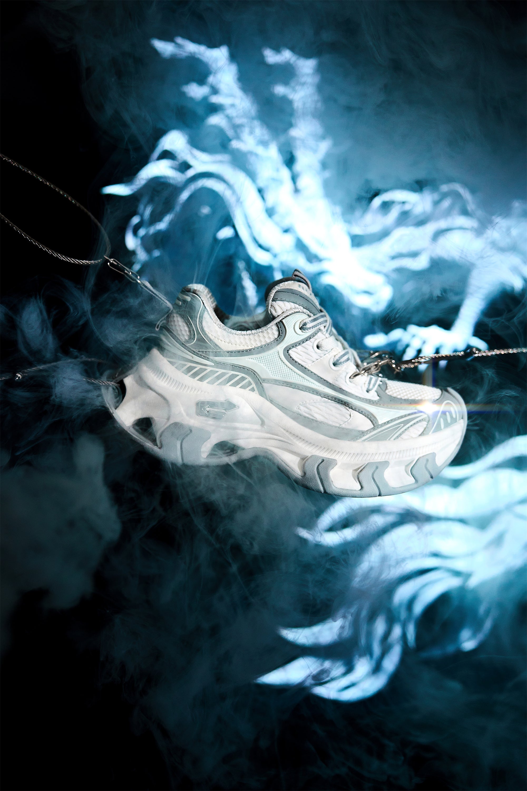 Gray-Teal Papillon Platform Sneakers