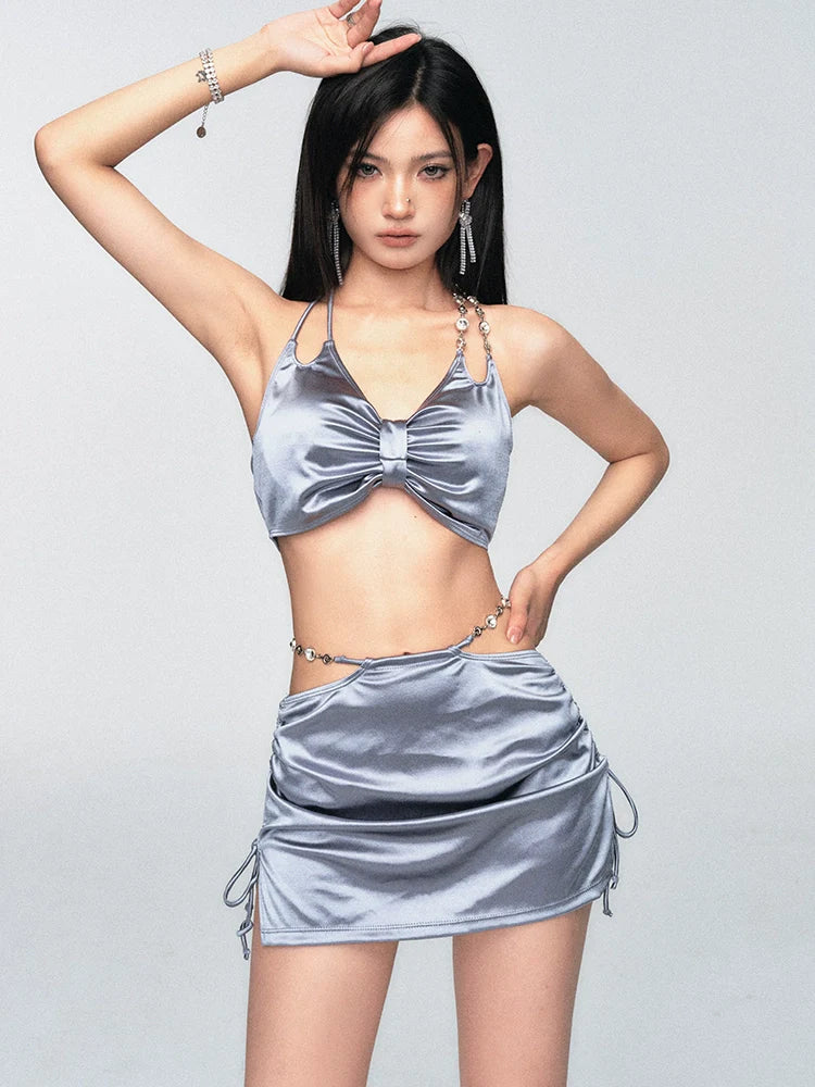Silver Satin Bow Mini Set
