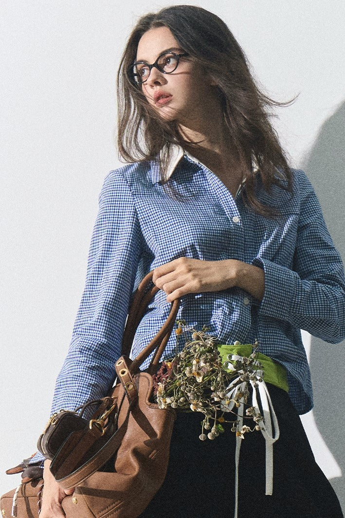 Gingham Contrast Collar Shirt