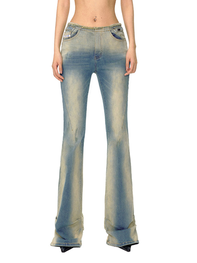 Vintage High-Stretch Wash Flared Denim Jeans