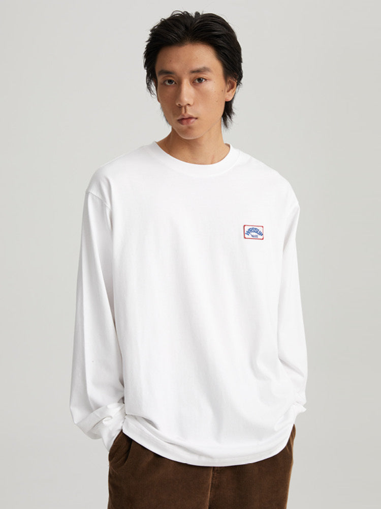 Nostalgic Retro Logo Embroidery Chapter Long Sleeved Tee - chiclara