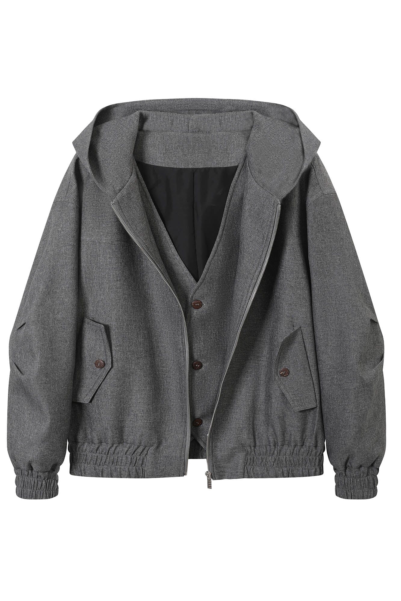 Suit Vest Layered Hoodie Jacket