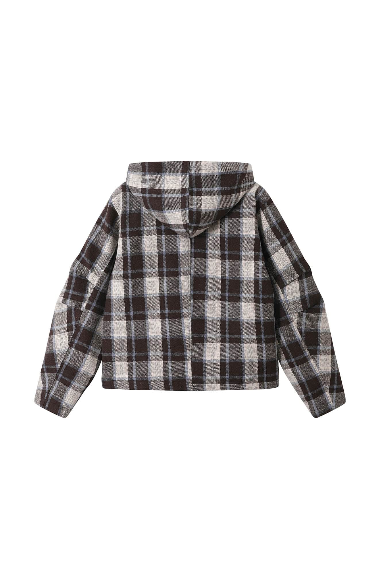 Asymmetrical Hooded Plaid Flannel Hoodie