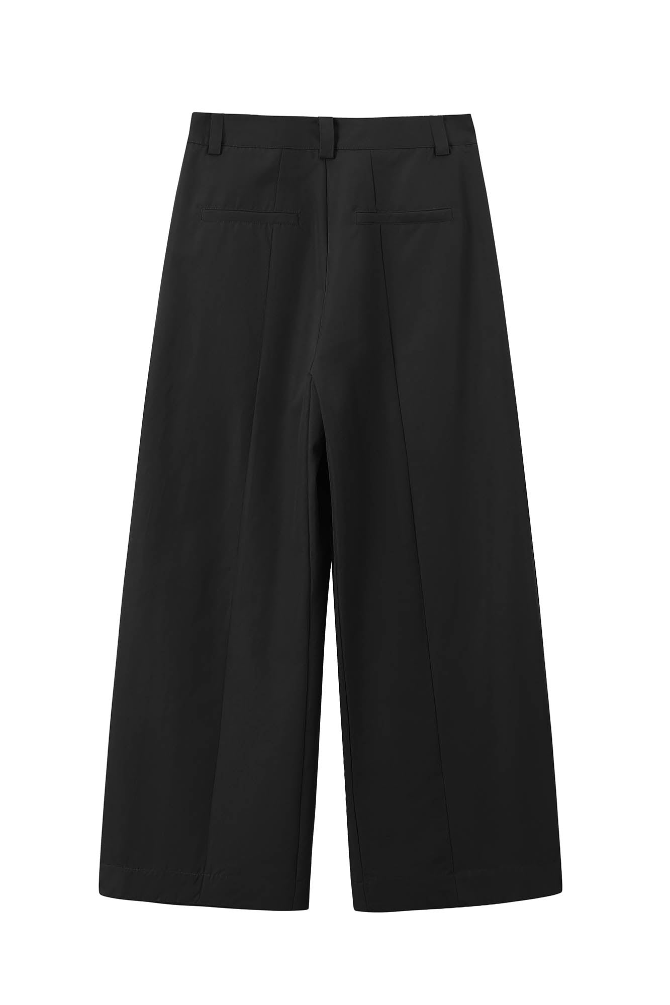 Wide-Leg Navy Trousers with Button Fly