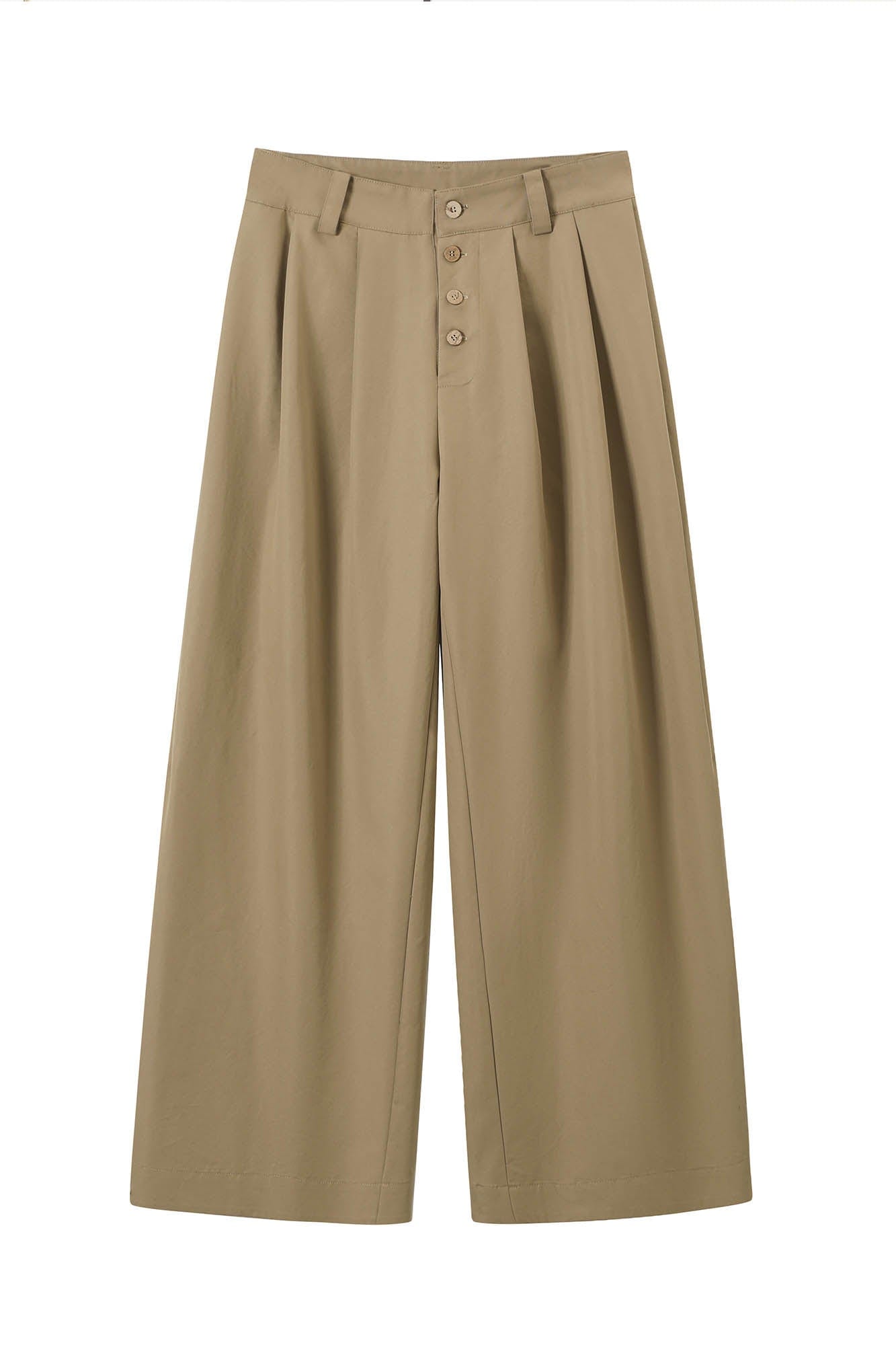 Wide-Leg Navy Trousers with Button Fly