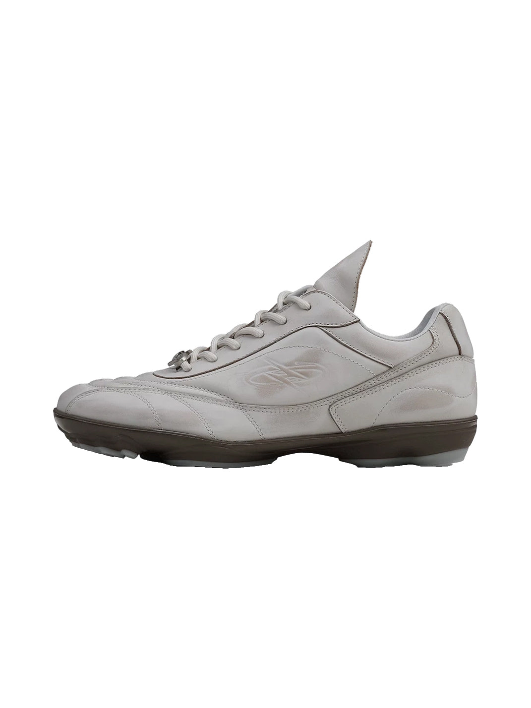 Hand-Distressed Leather Panel Low-Top Trainers - view 1