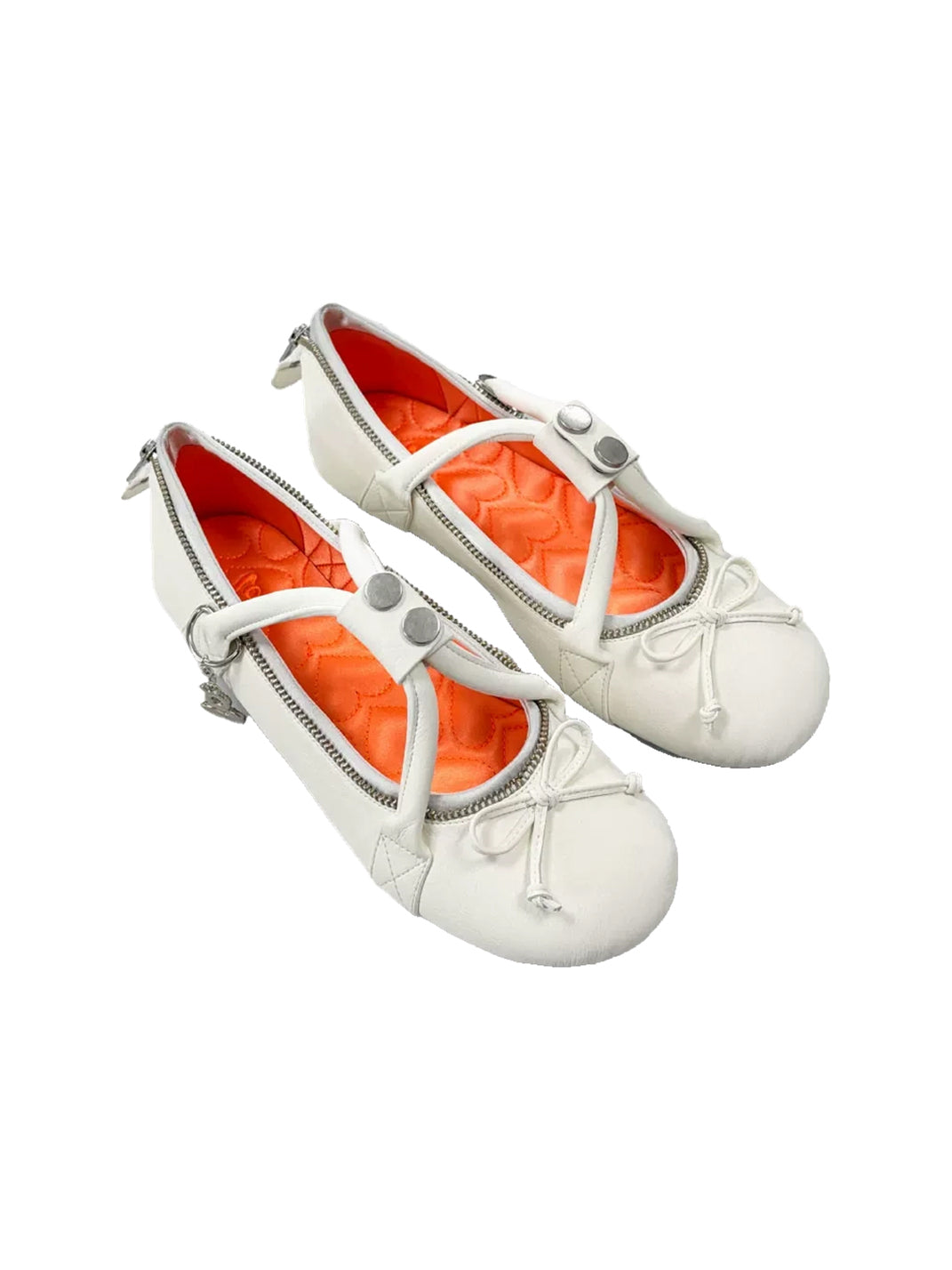 Zip-Detail Cross-Strap Bow Ballet Flats - view 11